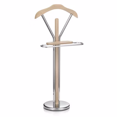 Valet GREGOR, en métal chromé et MDF décor chêne sonoma