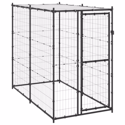 Chenil d extérieur pour chiens Acier avec toit 110x220x180 cm