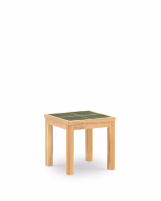 Table basse de jardin 45×45 en bois et céramique verte – Bisbal