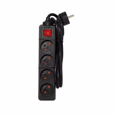 CHACON Bloc multiprise avec interrupteur 4 prises 16A 1,5m noir