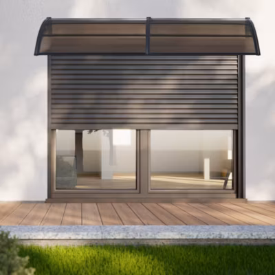 Auvent de Porte d&rsquo;Entrée Mellerud 240 x 100 cm Noir Marron en.casa