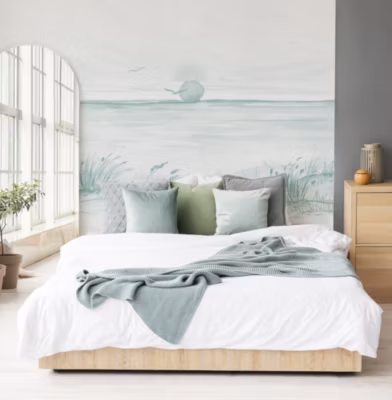 Papier peint panoramique Coucher de soleil, Beige 150 x 250cm