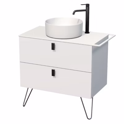 Siko Meuble de salle de bain sous vasque avec porte-serviette Naturel Art Déco 68x55x45 cm blanc mat (ARTDECO60BMBU)
