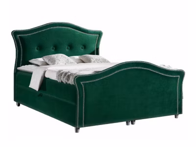 Lit continental Baltimore 136, Double, Vert, Tissu, Disponible