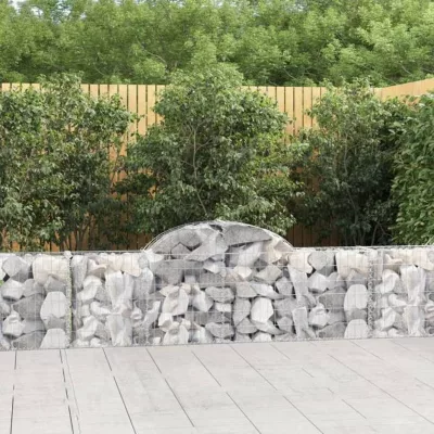 vidaXL Paniers à gabions arqués 8 pcs 200x30x60/80 cm Fer galvanisé, gabion, cage de gabion, panier de mur de gabion, mur de 31460