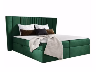 Lit continental Baltimore 184, Double, Vert, Tissu, Disponible