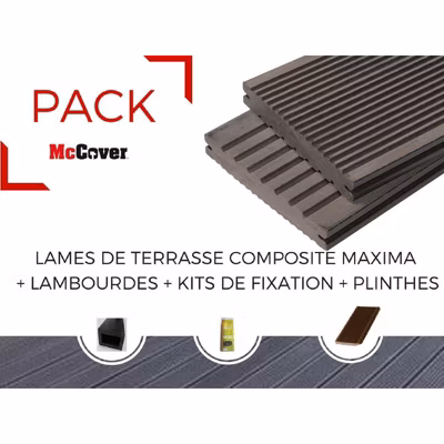 PACK 1 m² lame de terrasse composite Maxima ACCESSOIRES 3600 mm Gris anthracite, ep.22mm, l.14 cm, L.360 cm