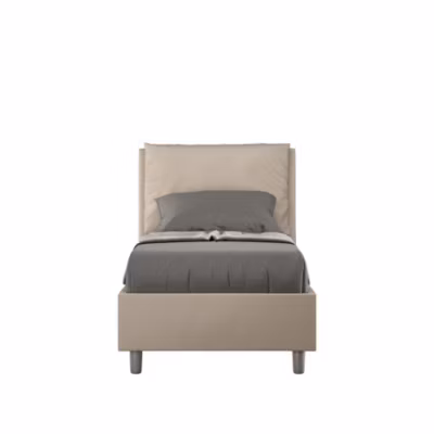Lit rembourré en simili cuir gris tourterelle Antea sans sommier 80×200