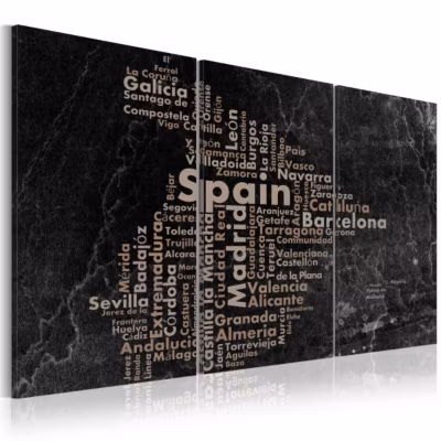 Tableau Cartes du monde Map of Spain on the blackboard – triptich 60×30 cm