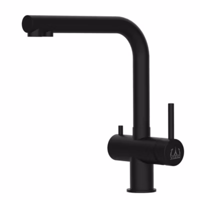 Mitigeur de cuisine 3 Voies en ACIER INOXYDABLE, avec bec pivotant en L, PVD Noir Mat