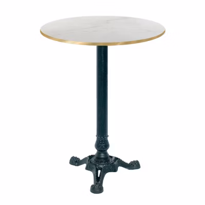 Mange-debout rond bistrot 60cm marbre paros chants laiton  – Restootab