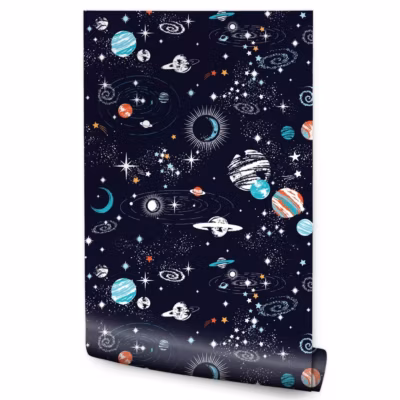Papier Peint Intissé FUSEES SPATIALES Couleurs Pour Chambre D&rsquo;Enfant