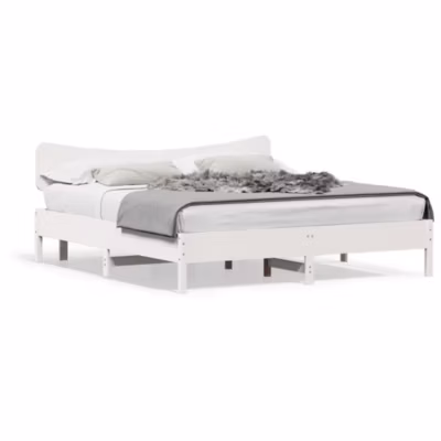 Lit double, Lit adulte, Cadre de lit sans matelas blanc 180×200 cm bois massif de pin