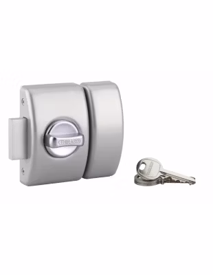Verrou à bouton Design 5 pour porte d&rsquo;entrée, cylindre 50mm, acier, 3 clés, argent – THIRARD