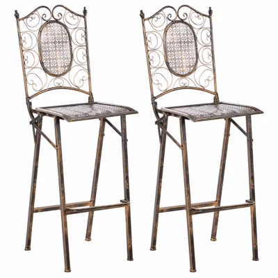 Lot de 2 chaises de bar de jardin BORMIO Pliant Métal Noir