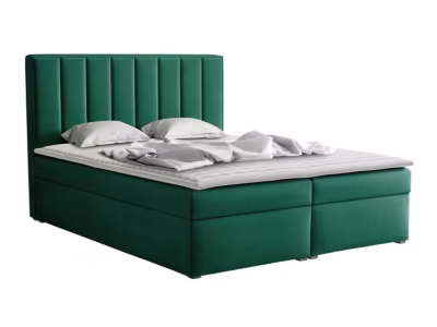 Lit continental Pomona 116, Double, Vert, Tissu, Disponible