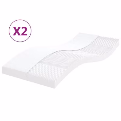 vidaXL Matelas en mousse 2 pcs blanc 90×190 cm 7 zones dureté 20 ILD,matelas de lit,matelas rafraîchissant,matelas 356361