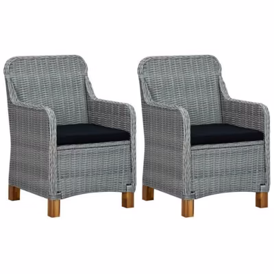 vidaXL 2x Chaises de Jardin avec Coussins Fauteuils de Patio Sièges de Salle à Manger d&rsquo;Extérieur Chaises à Dîner Terrasse 313317