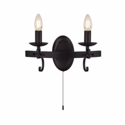 Searchlight CARTWHEEL – Applique murale à 2 ampoules, noir