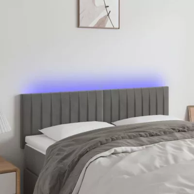 vidaXL Tête de Lit à LED Meuble de Chambre à Coucher Accessoire de Lit Double Tête de Cadre de Lit Intérieur Gris Clair 3121898