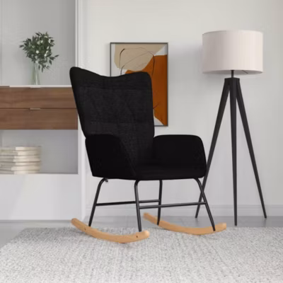 Prolenta Premium –  Chaise à bascule Noir Tissu