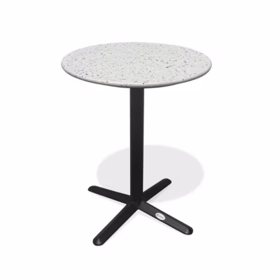 Table ronde de jardin en acier et plateau terrazzo – BISTRO