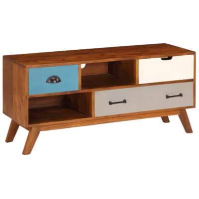 Prolenta Premium –  Meuble TV avec 3 tiroirs 110x35x50 cm Bois d&rsquo;acacia solide