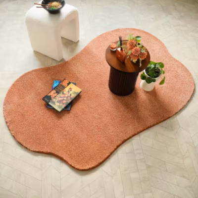 Tapis contemporain de forme organique – Influence – Rose corail – 250 x 375 cm