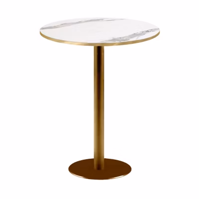 Mange-debout rond 60cm Rome bistrot marbre blanc – Restootab