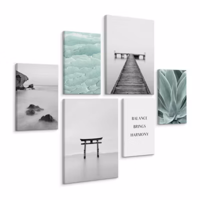 Set De Tableaux Mer Pont Citation Plante 90cm x 80cm  – Parfait pour décorer votre salon, chambre ou bureau avec un design unique