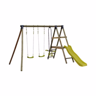 Aire de jeux Marin en bois avec toboggan. 1 face à face. 2 balançoires. pin autoclave