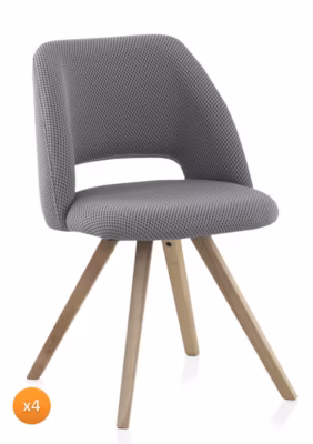 Lot de 4 chaises rembourrées nid d&rsquo;abeille en gris