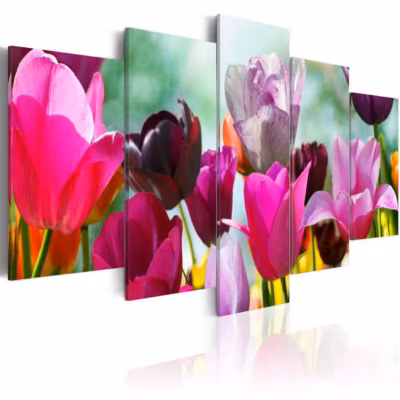 Tableau Fleurs Rouge et joie 100×50 cm