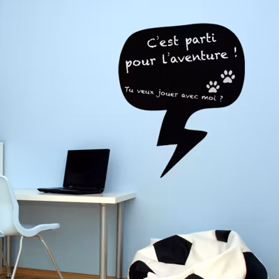 Sticker ardoise tableau noir – stickers muraux adhésif effaçable – BULLE DE CONVERSATION – 125x100cm