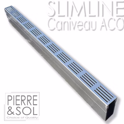 Caniveau étroit 6 cm Grille aluminium – SLIMLINE – ACO –       Caniveau de 100 cm
