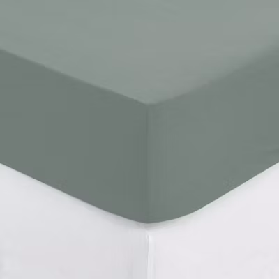 Drap-housse en coton – vert céladon – bonnet H30cm – 140×190 cm – Atmosphera