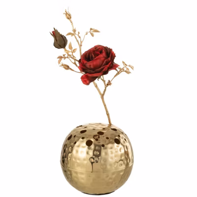 Vase boule avec trous en métal doré 15x15x9 cm