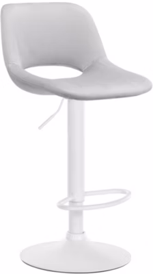 Tabouret de bar Camden, Revêtement velours, Pivotant Métalblancmat/Grisclair