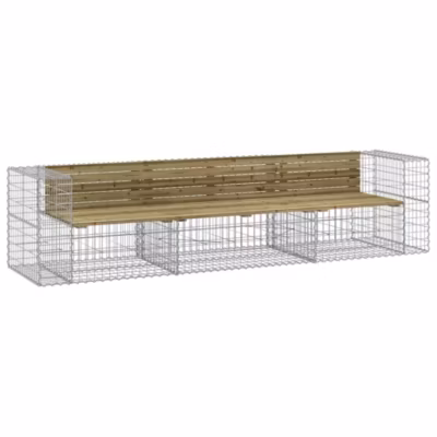 Banc de jardin design gabion 287x71x65,5cm bois de pin imprégné vidaXL