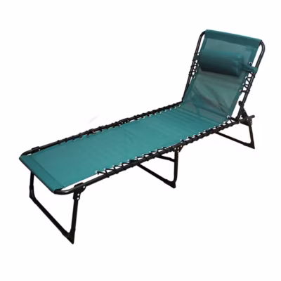 Transat Chaise longue pliante Bain de soleil coloris vert émeraude avec coussin – Longueur 188 x Profondeur 55 x Hauteur 30 cm