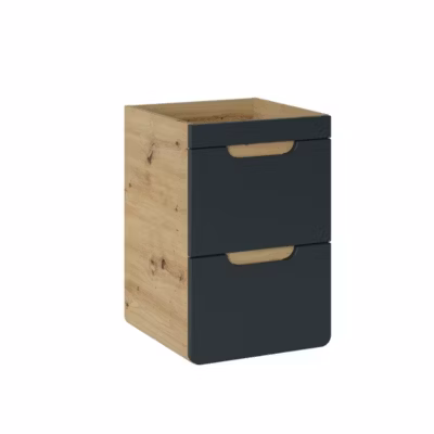 Meuble sous vasque ERBANO  1 porte  40 cm  Coloris chene clair et gris anthracite  Meuble suspendu