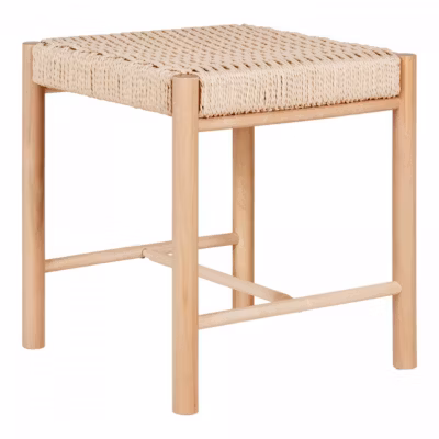 MINDY – Tabouret Hauteur 46,5 cm en Peuplier avec Assise Tressée
