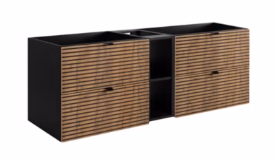 Meuble sous vasque à suspendre AURA LOFT 160 cm noir et chêne avec étagère noir 20cm