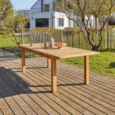 Table de jardin en teck recyclé extensible 8/10 places