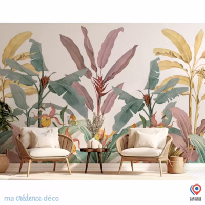 Papier peint Jungle tropicale colorée 4 – Intissé – 300 cm – 280 cm – MaCrédenceDéco