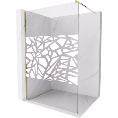 Mexen Kioto paroi de douche Walk-in 120 x 200 cm, motif blanc 8 mm, or – 800-120-101-50-85