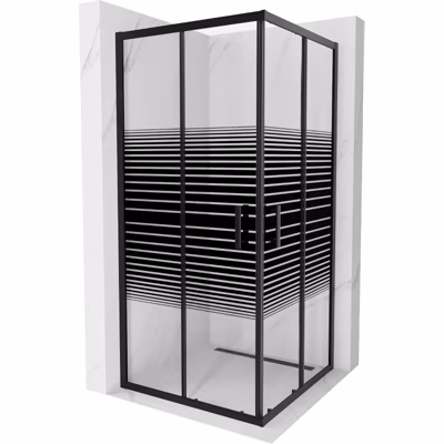 Mexen Rio cabine de douche carrée 90 x 90 cm, bandes noires, noire – 860-090-090-70-20
