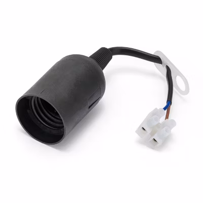 Douille pré-assemblée avec câble d&rsquo;alimentation et bornier. E27. Câble de 16 cm. Noir