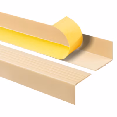 Nez de marche PVC 50×42 mm QUEST, profil autocollant antidérapant – 80 cm, crème