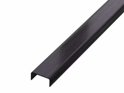 Profilé décoratif C en acier inoxydable pour carrelage Noir satiné – 40 mm x 2440 mm x 0,65 ep.